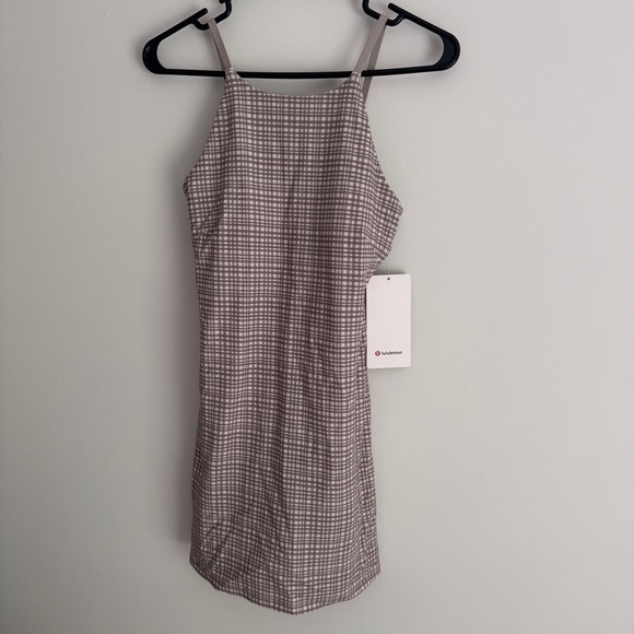 🆕🤎 Lululemon Align High Neck Dress - Glow Grid Light Ivory Multi - Picture 4 of 10